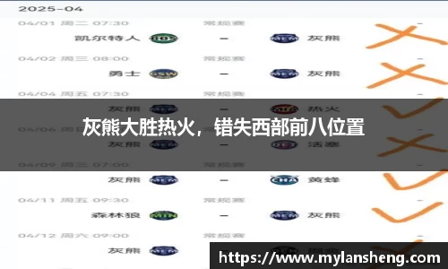 灰熊大胜热火，错失西部前八位置